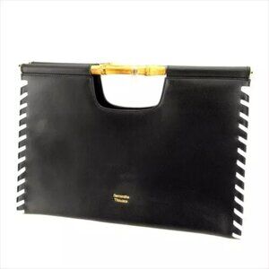 Samantha Thavasa bag Hand bag Black White leather Woman Authentic